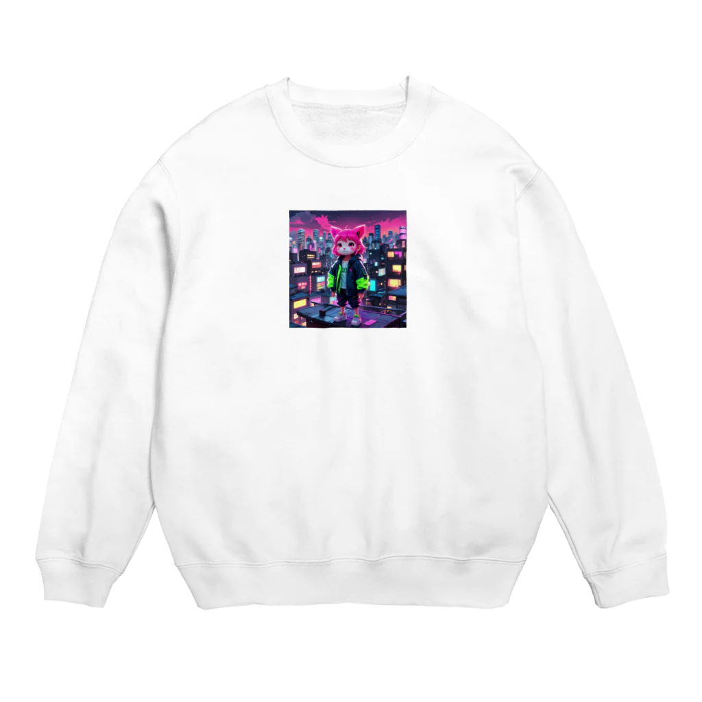 AI妖怪大図鑑のネオン妖怪　エモナ Crew Neck Sweatshirt