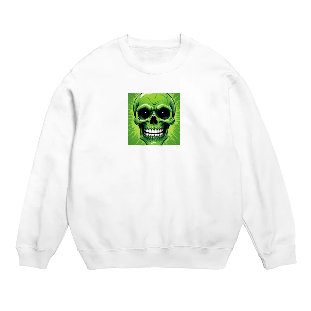 norimitu-の恐怖の緑髑髏グッズ Crew Neck Sweatshirt