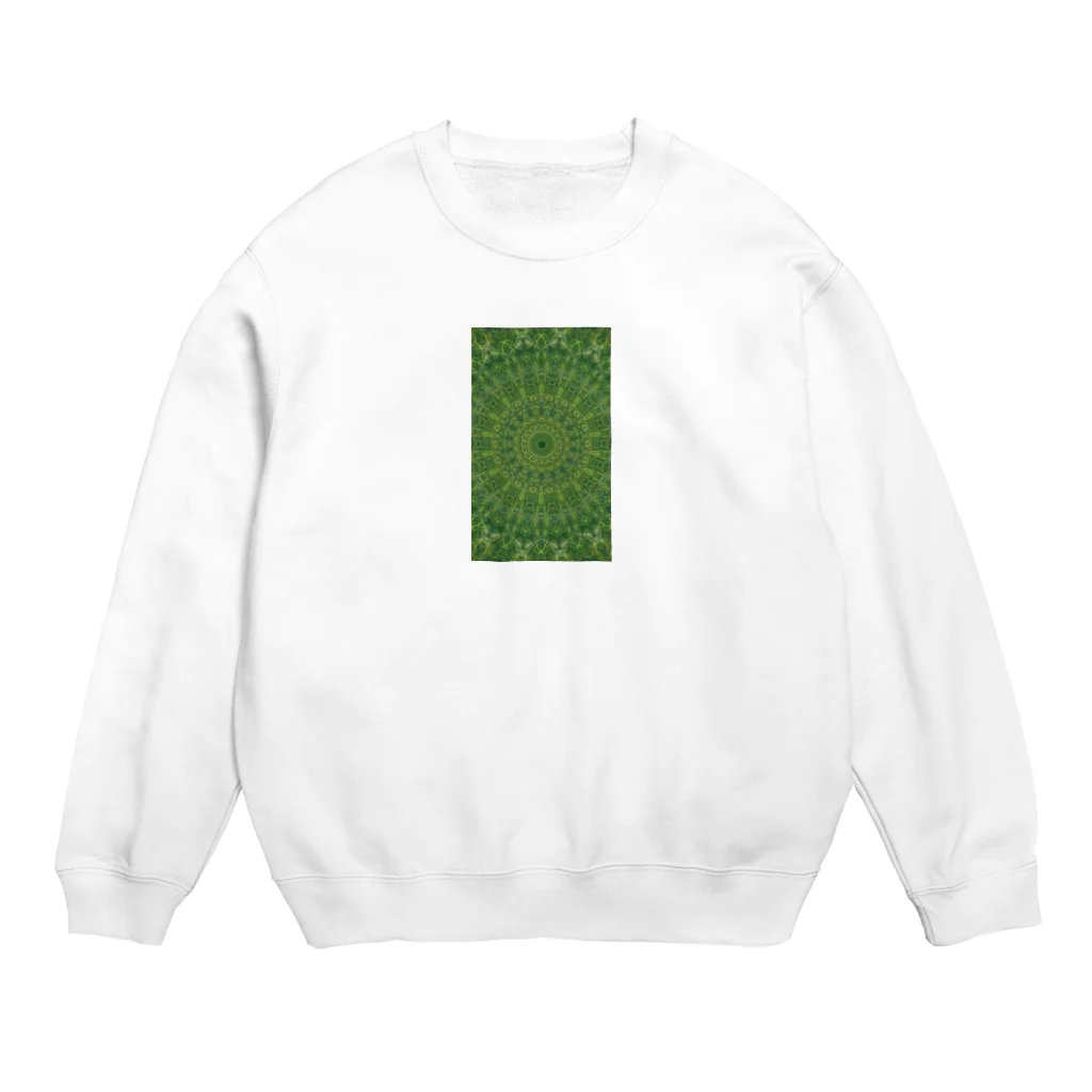 妖精と癒しの曼荼羅の緑　癒しの曼荼羅　 Crew Neck Sweatshirt