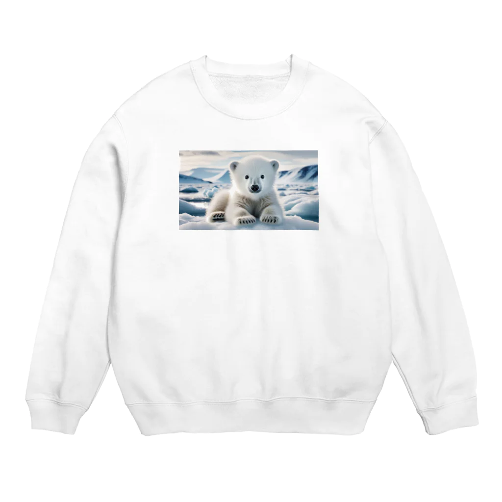 ラッキーマインあべむつきのかわいいシロクマのキャラクターグッズです Crew Neck Sweatshirt