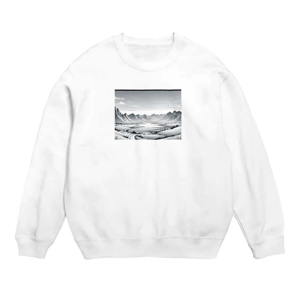 aICreationのモノクロの雪景色 Crew Neck Sweatshirt