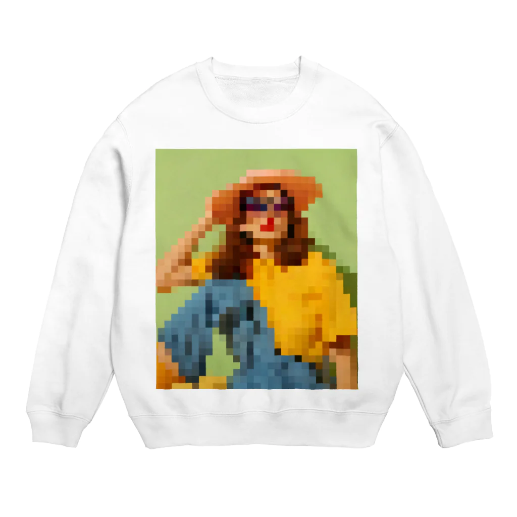 Unique Existenceのart woman mosaic Crew Neck Sweatshirt