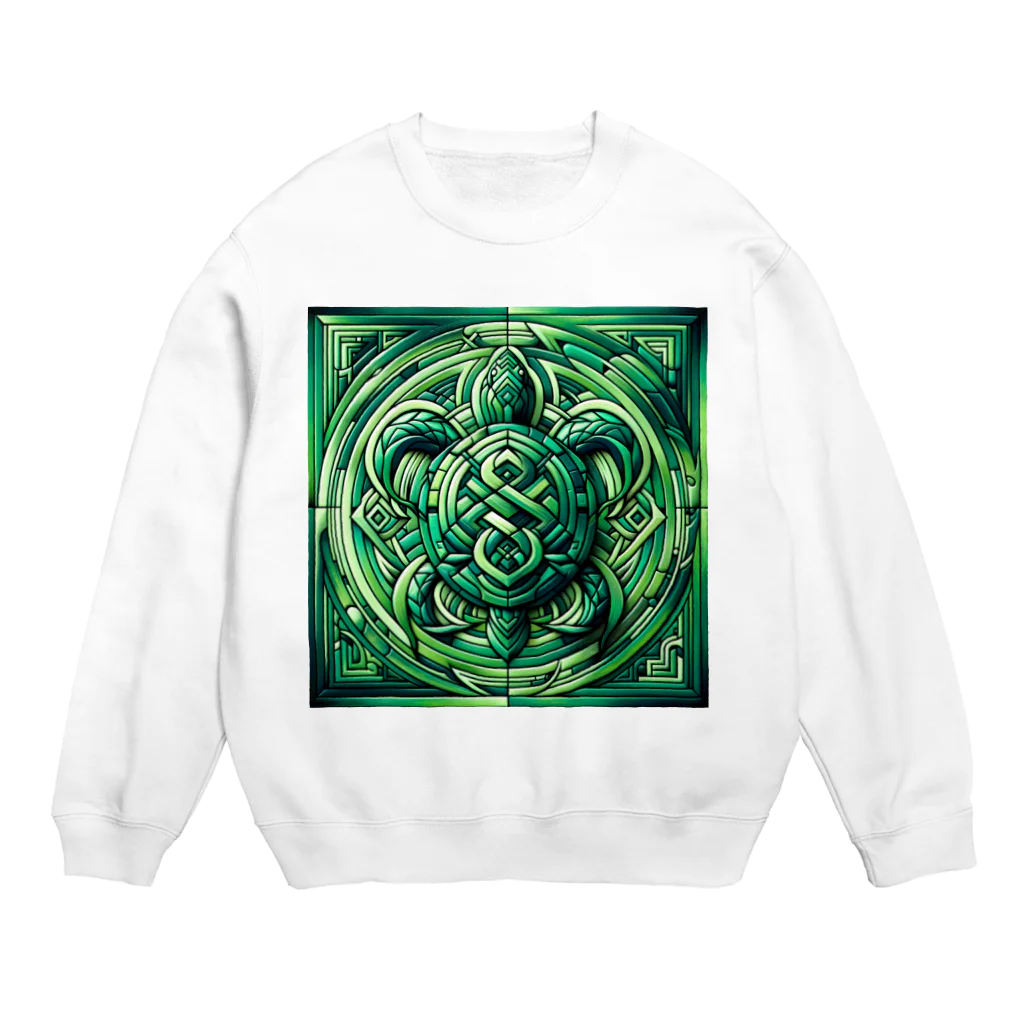 トトベス(T∴B∴M∴)🕊️の🐢玄武エメラルド護符🐍健康祈願、グラウンディング Crew Neck Sweatshirt