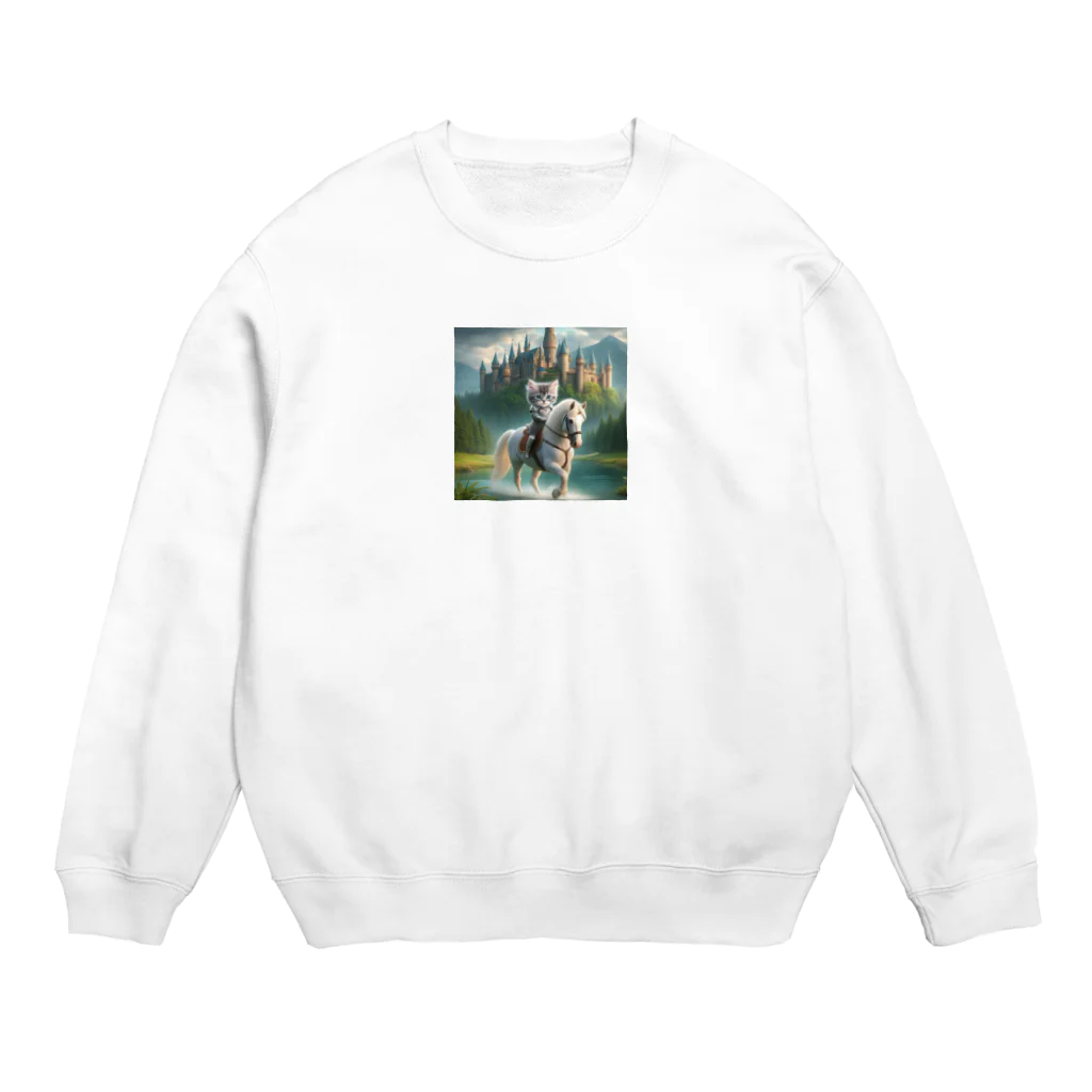 koumeiの白馬に乗ったネコ王子様2 Crew Neck Sweatshirt