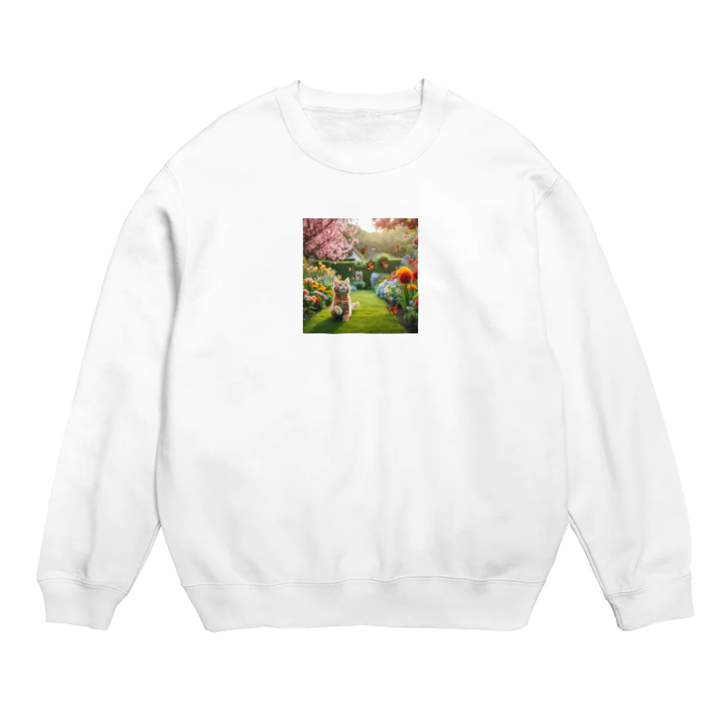 JAMnano1837の猫 in 花園 Crew Neck Sweatshirt