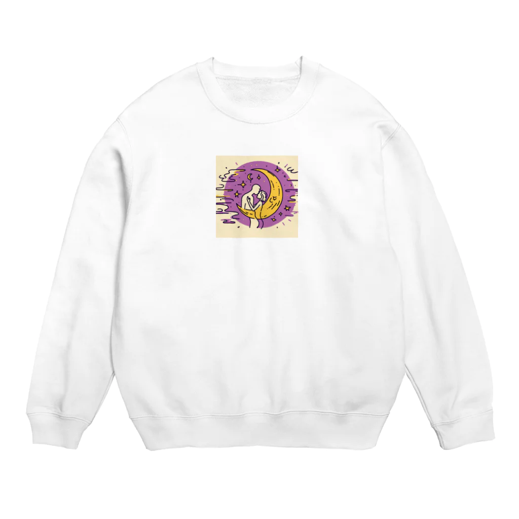 パープルルームの夜のロマンチックな光景！ Crew Neck Sweatshirt