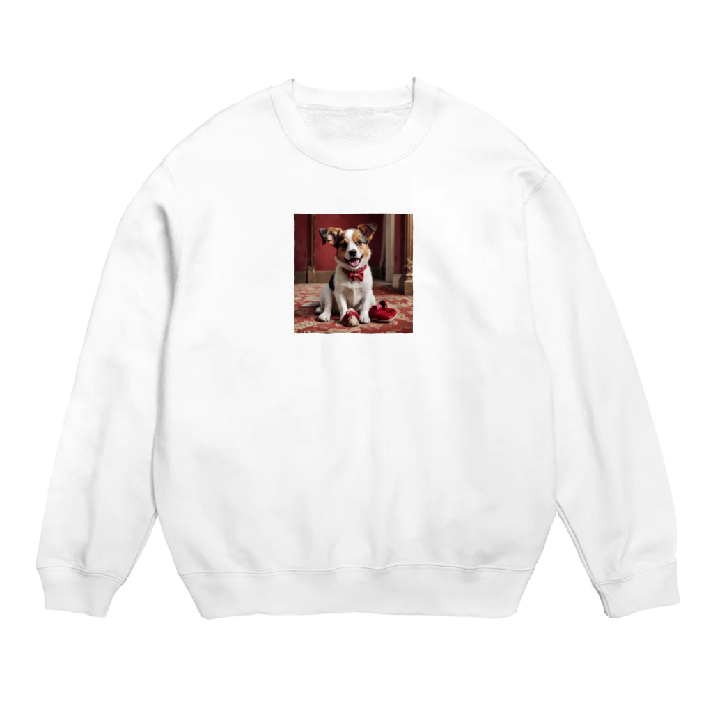 ワンニャンのスリッパを持ち出している犬 Crew Neck Sweatshirt