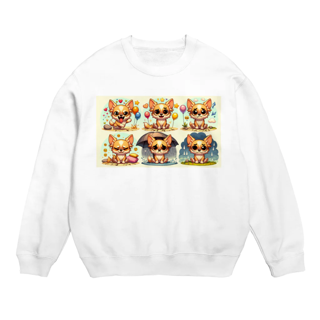 kutachanelのロングコートチワワのアニメ Crew Neck Sweatshirt