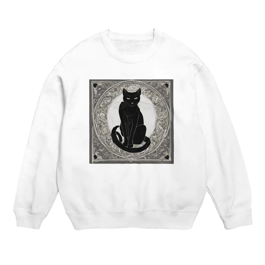 動物デザイングッズの黒猫 Crew Neck Sweatshirt