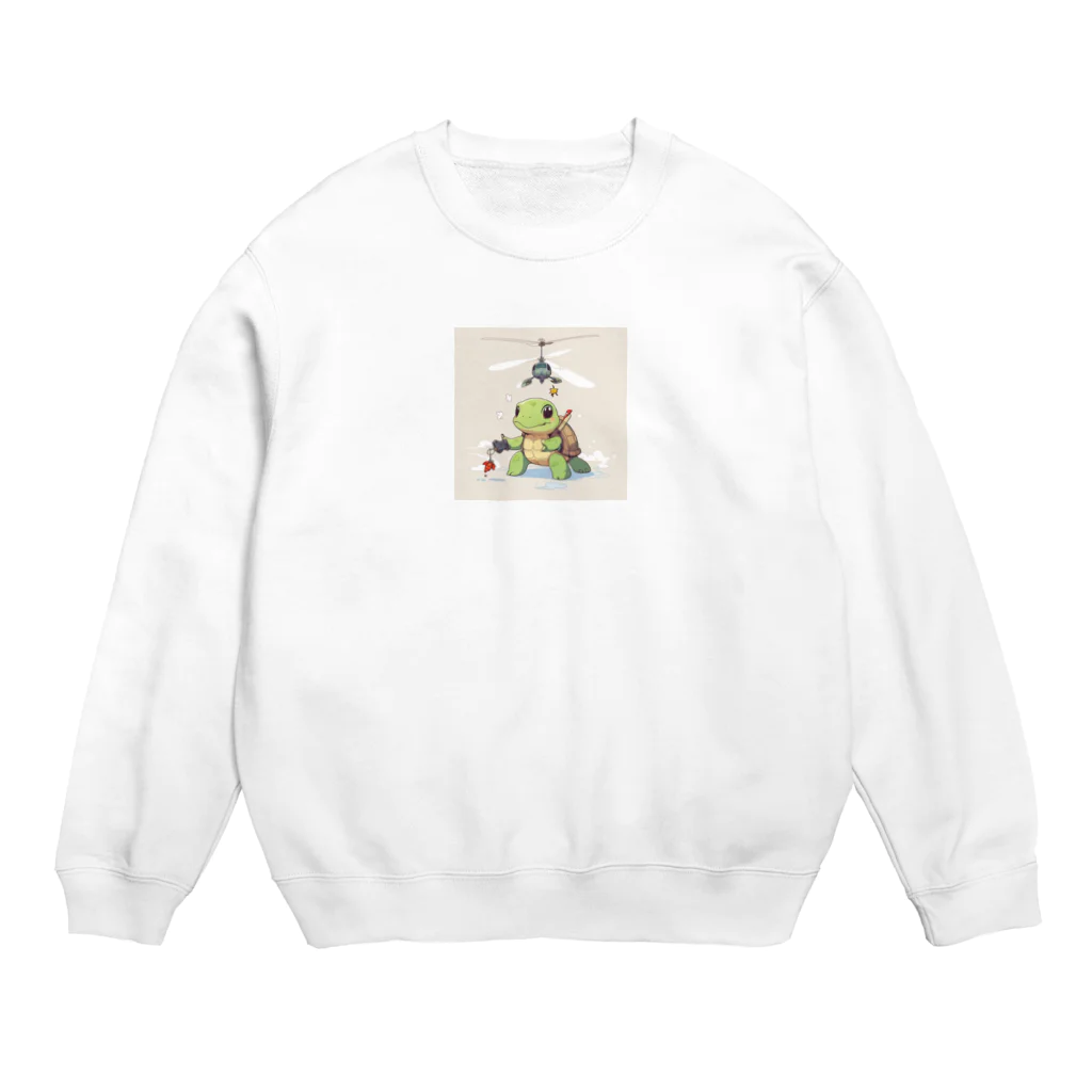 ganeshaのおもちゃのヘリコプターでかわいいカメに会おう Crew Neck Sweatshirt