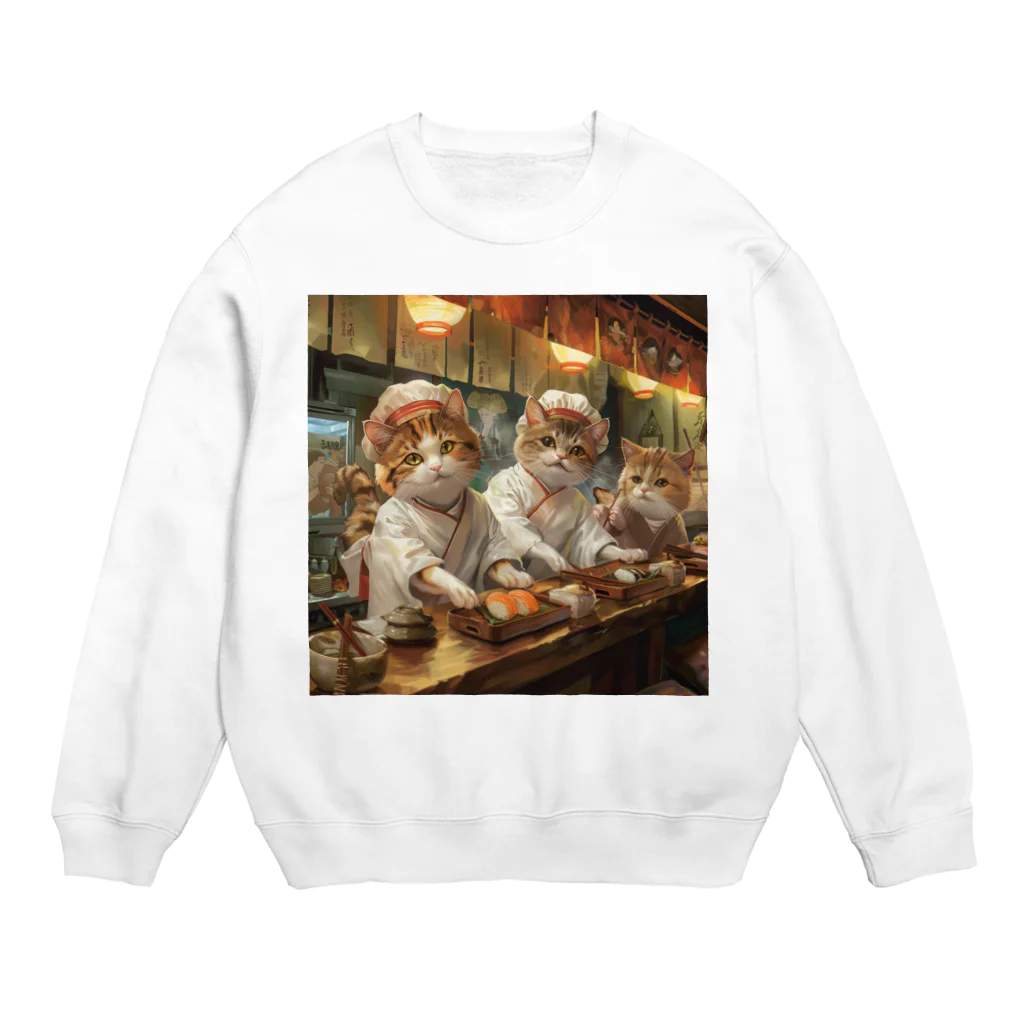 AQUAMETAVERSEの猫の寿司板さん　エンジェル717 2065 Crew Neck Sweatshirt