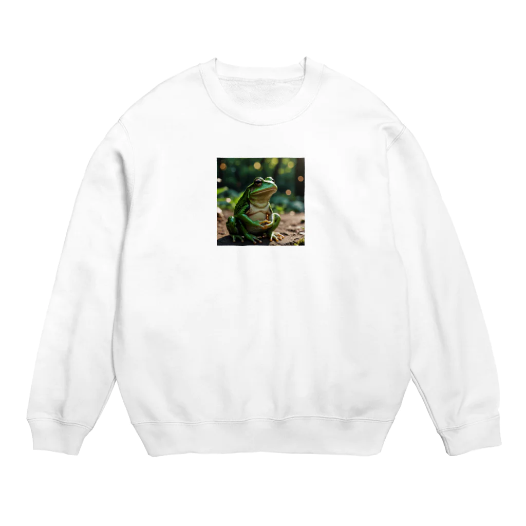 イラスト屋さんの　子供を守るカエル Crew Neck Sweatshirt