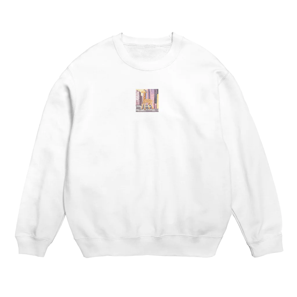 Ken17の車が行き交う都市を歩くキリン Crew Neck Sweatshirt