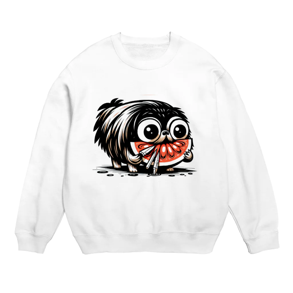 m_uu33ショップのホラーなペキニーズ Crew Neck Sweatshirt