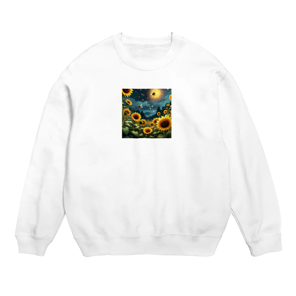 Sunbathingのヒマワリと共に飛ぶ蛍 Crew Neck Sweatshirt