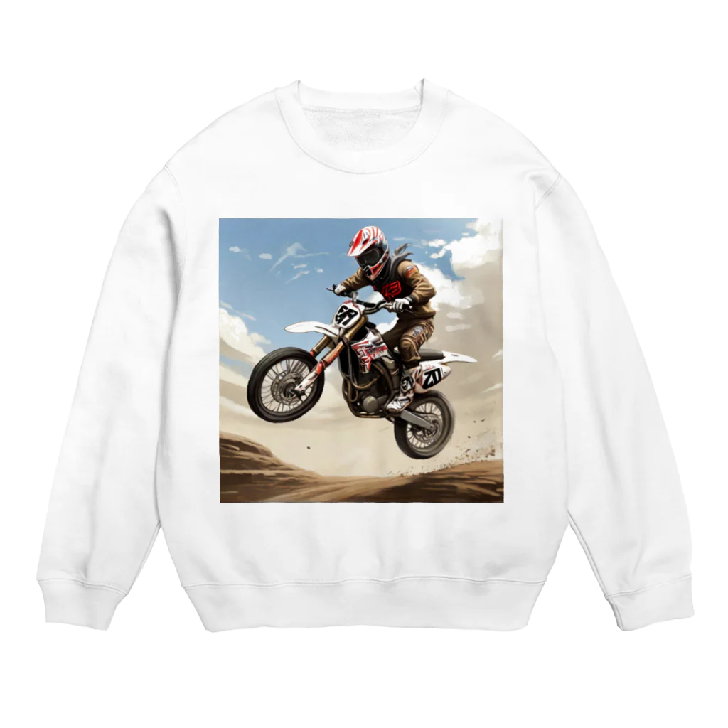 Bikers' Galleryのモトクロス ジャンプシーン アート オフロード バイク Crew Neck Sweatshirt