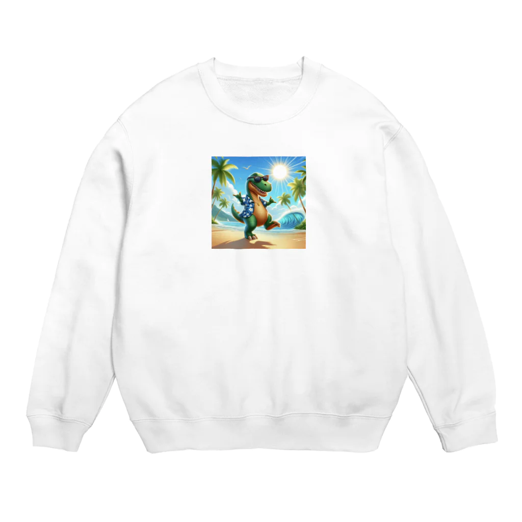 samkorのティラノサウルスのサマーバケーション Crew Neck Sweatshirt