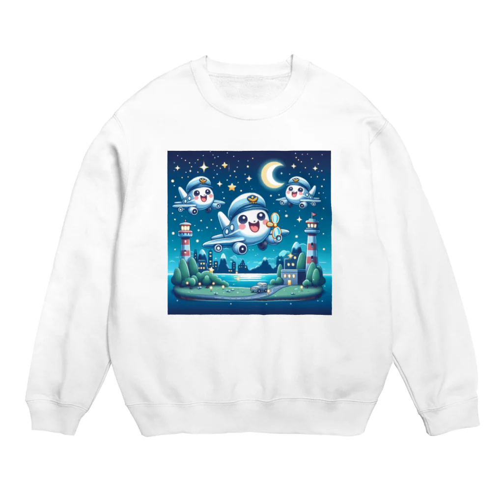 キャラクターズのキラキラ夜景飛行くん Crew Neck Sweatshirt