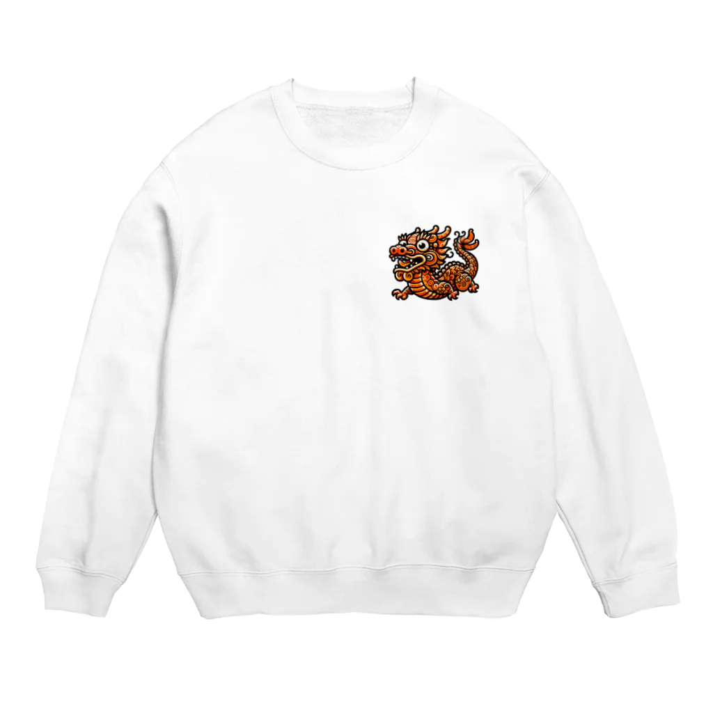 carl-carlのオレンジドラゴン Crew Neck Sweatshirt