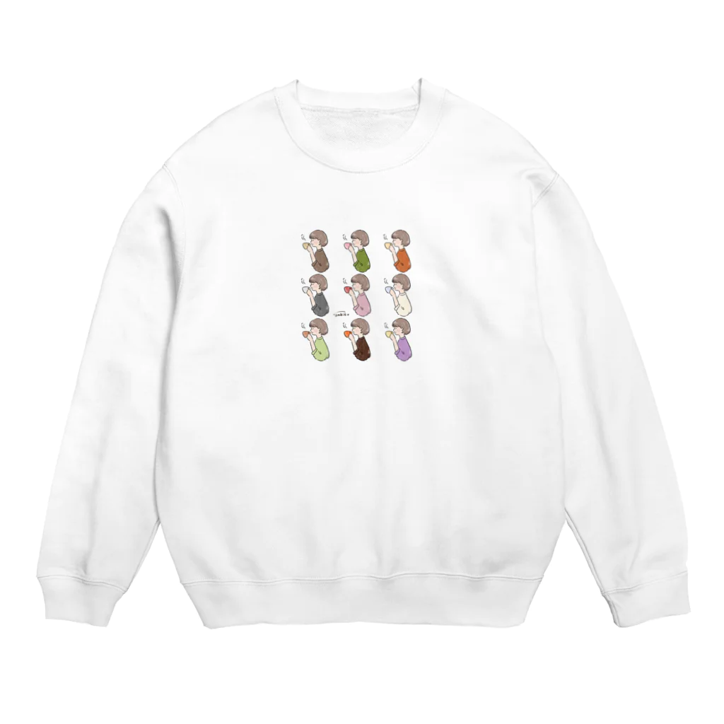 Sakikoのほっとひと息つく女の子　オール Crew Neck Sweatshirt