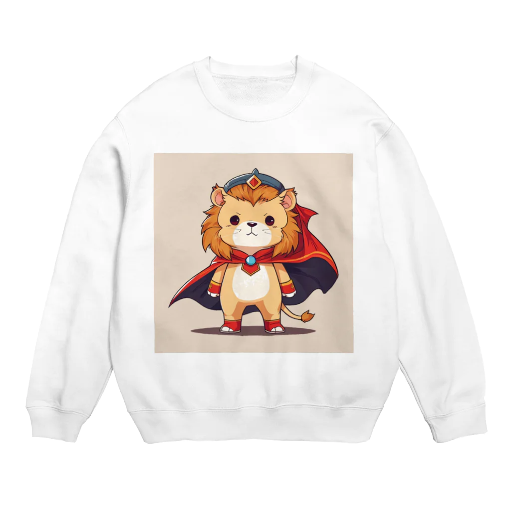 ganeshaのスーパーヒーローのマントを着たかわいいライオン Crew Neck Sweatshirt