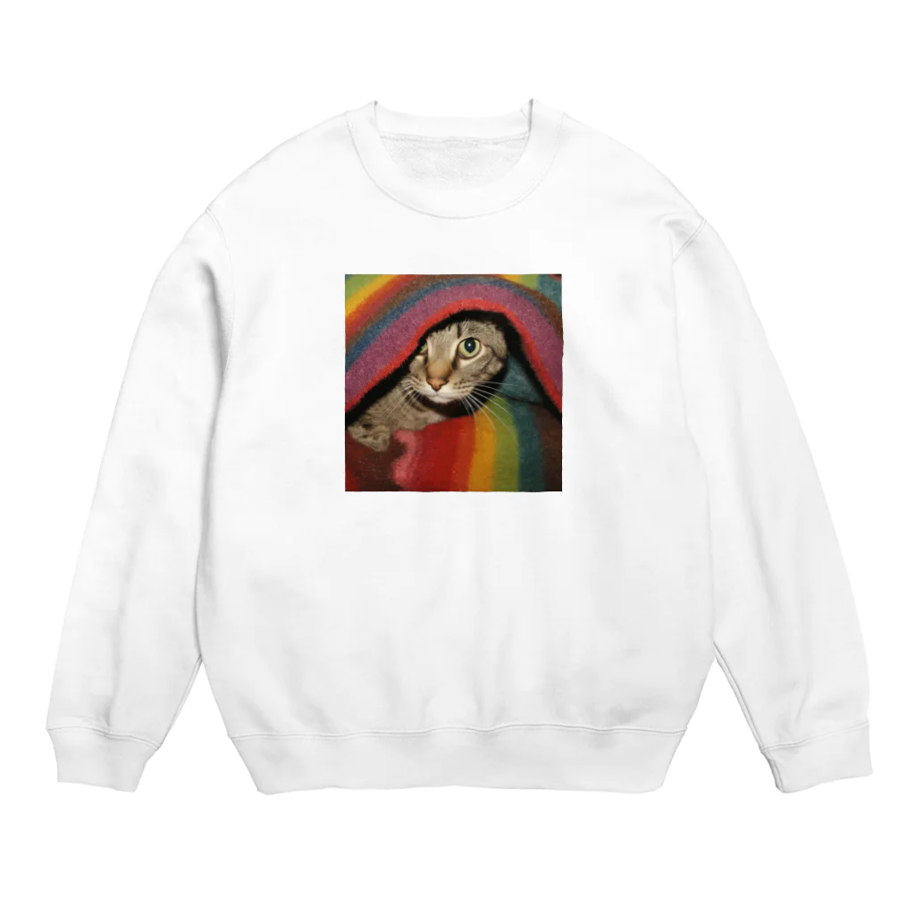 【生涯独身】僕と♀猫アテナのブランケット猫 Crew Neck Sweatshirt