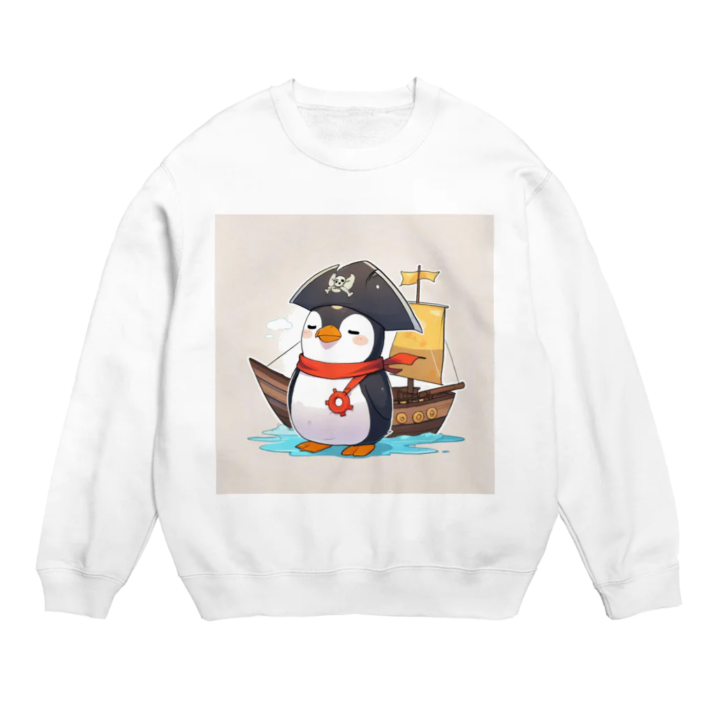ganeshaのおもちゃの海賊船に乗ったかわいいペンギン Crew Neck Sweatshirt