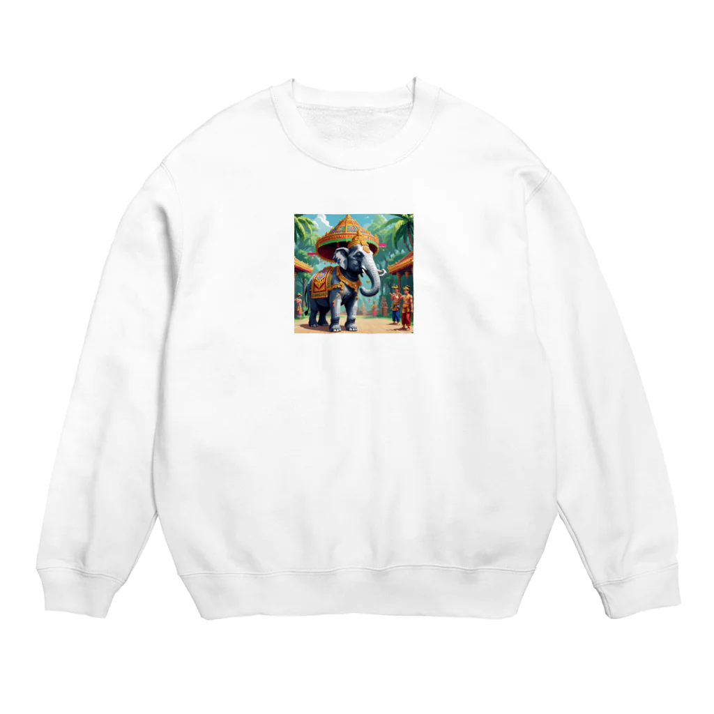 South East Asia culture shopの【東南アジアのカルチャーシリーズ】タイの象さん Crew Neck Sweatshirt