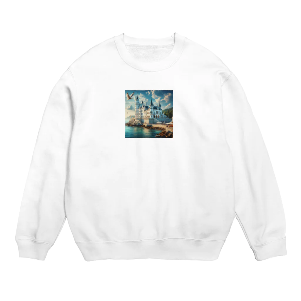 namidamakiの海辺の綺麗な城 Crew Neck Sweatshirt