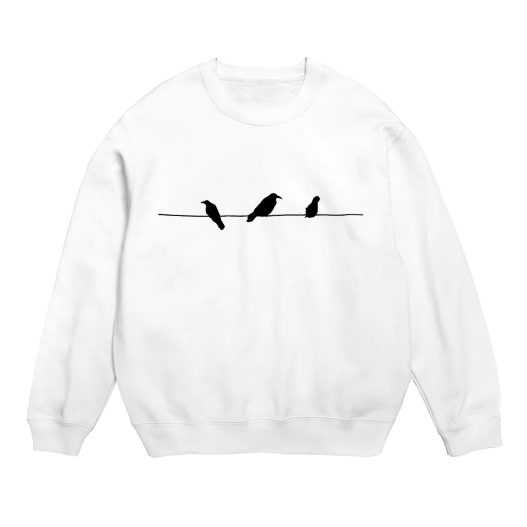 カラスとねこと。の３連カラス Crew Neck Sweatshirt