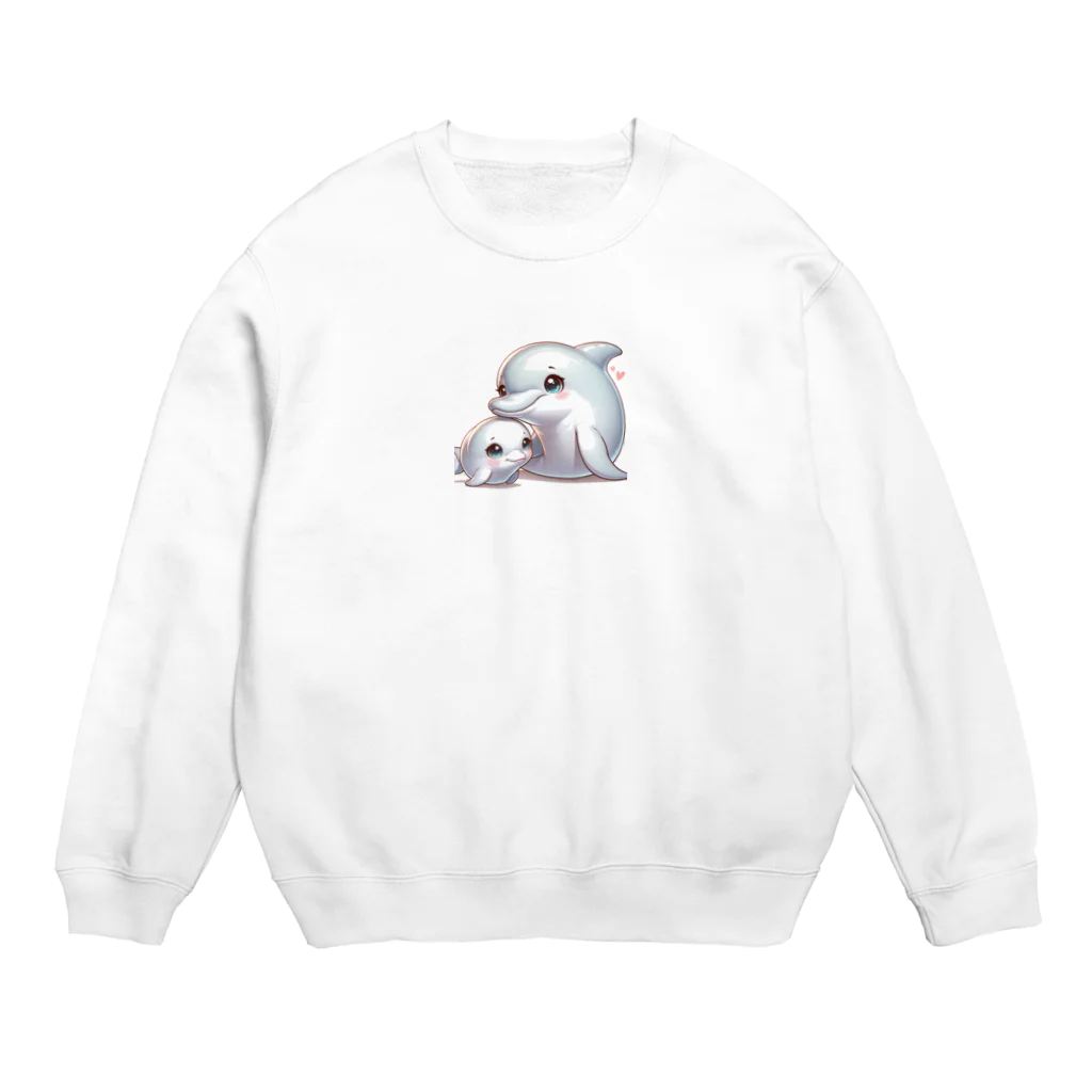 しんすけのイルカの親子 Crew Neck Sweatshirt