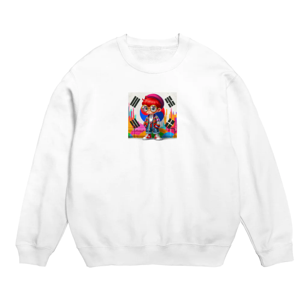 韓ビニのこれかっこいいキャラが、あなたの心を魅了します！ Crew Neck Sweatshirt