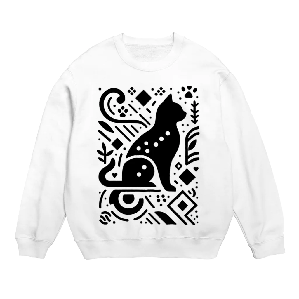 CROWN−CLOWNの猫シルエットデザインA Crew Neck Sweatshirt