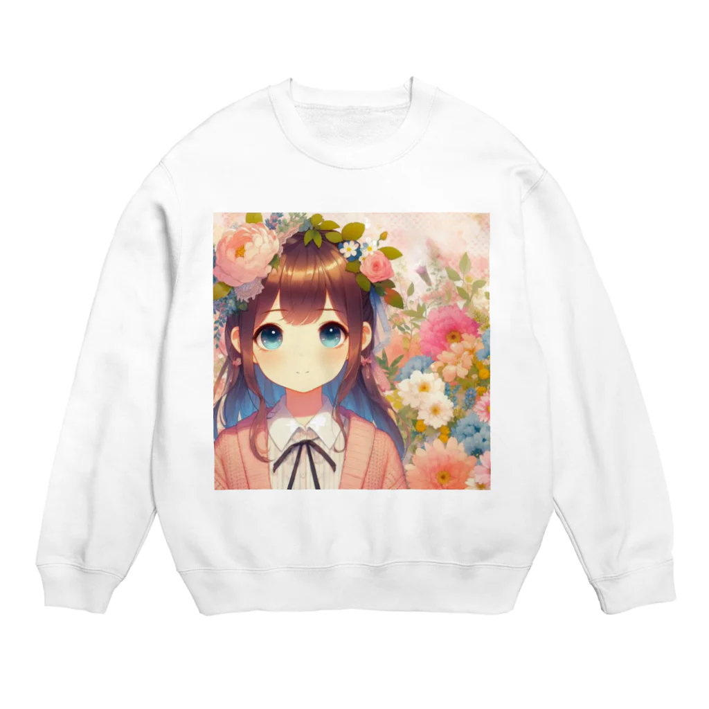 ピクセルパレットの可愛い女の子とお花10 Crew Neck Sweatshirt