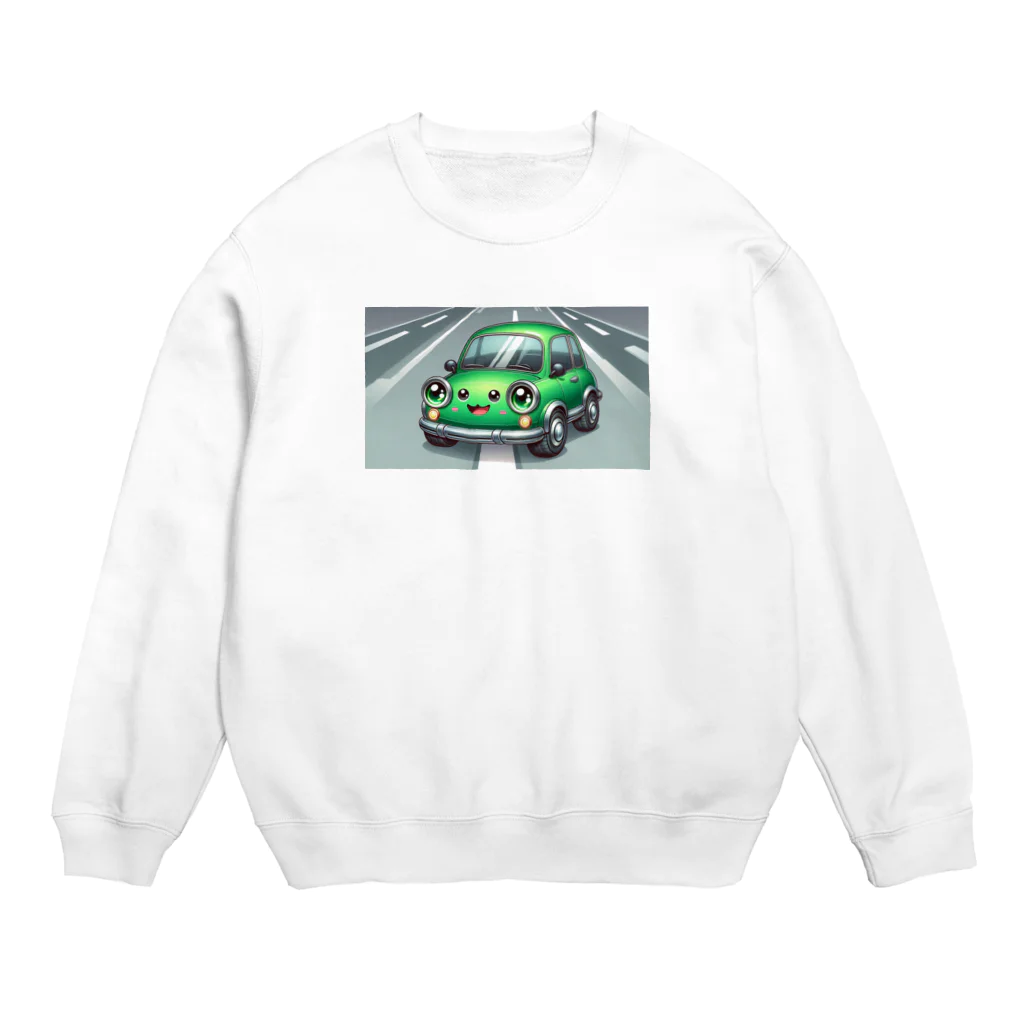 kawadangoのかわいい緑の車 Crew Neck Sweatshirt