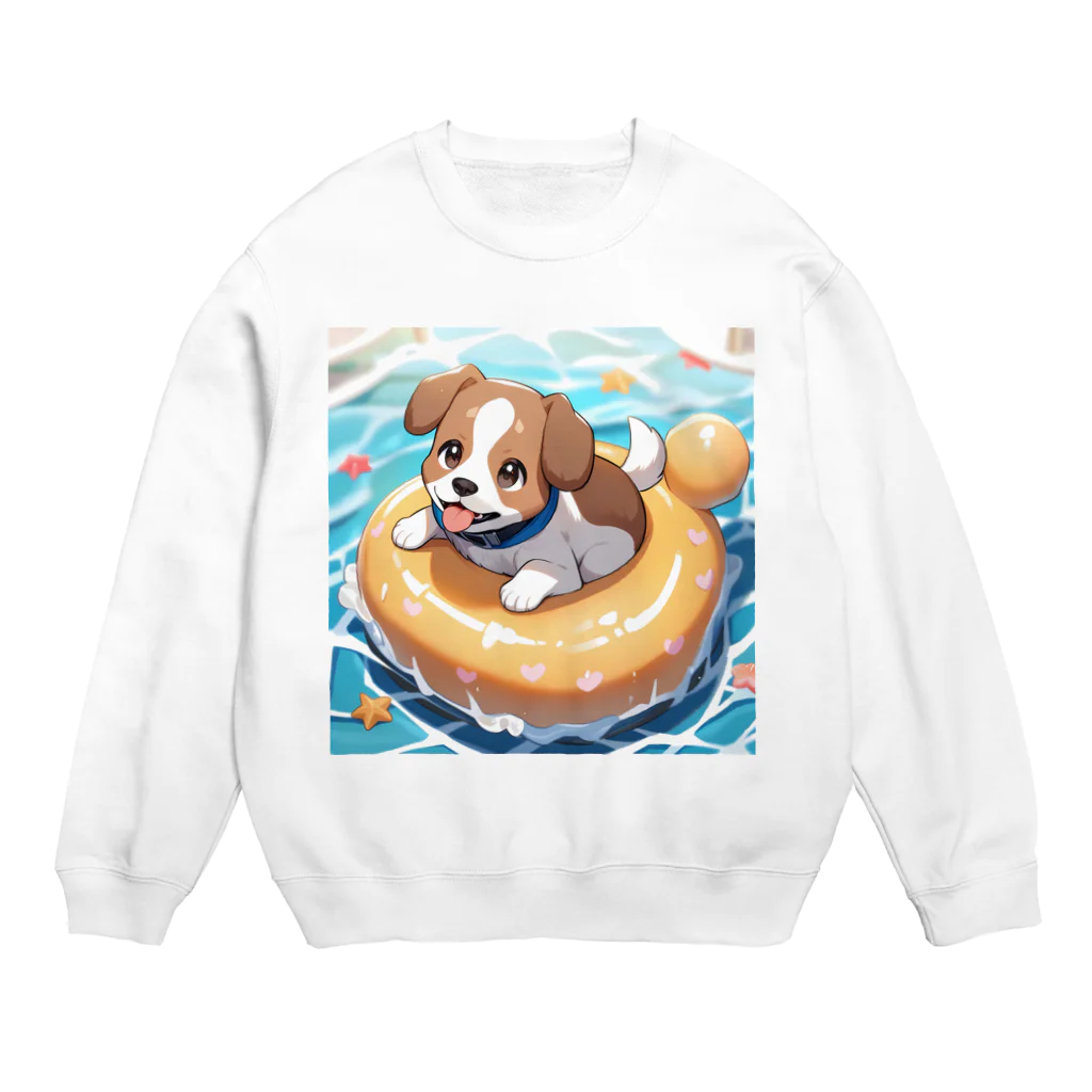 柴犬しばわんこhana873の海水浴してるワンコちゃん Crew Neck Sweatshirt