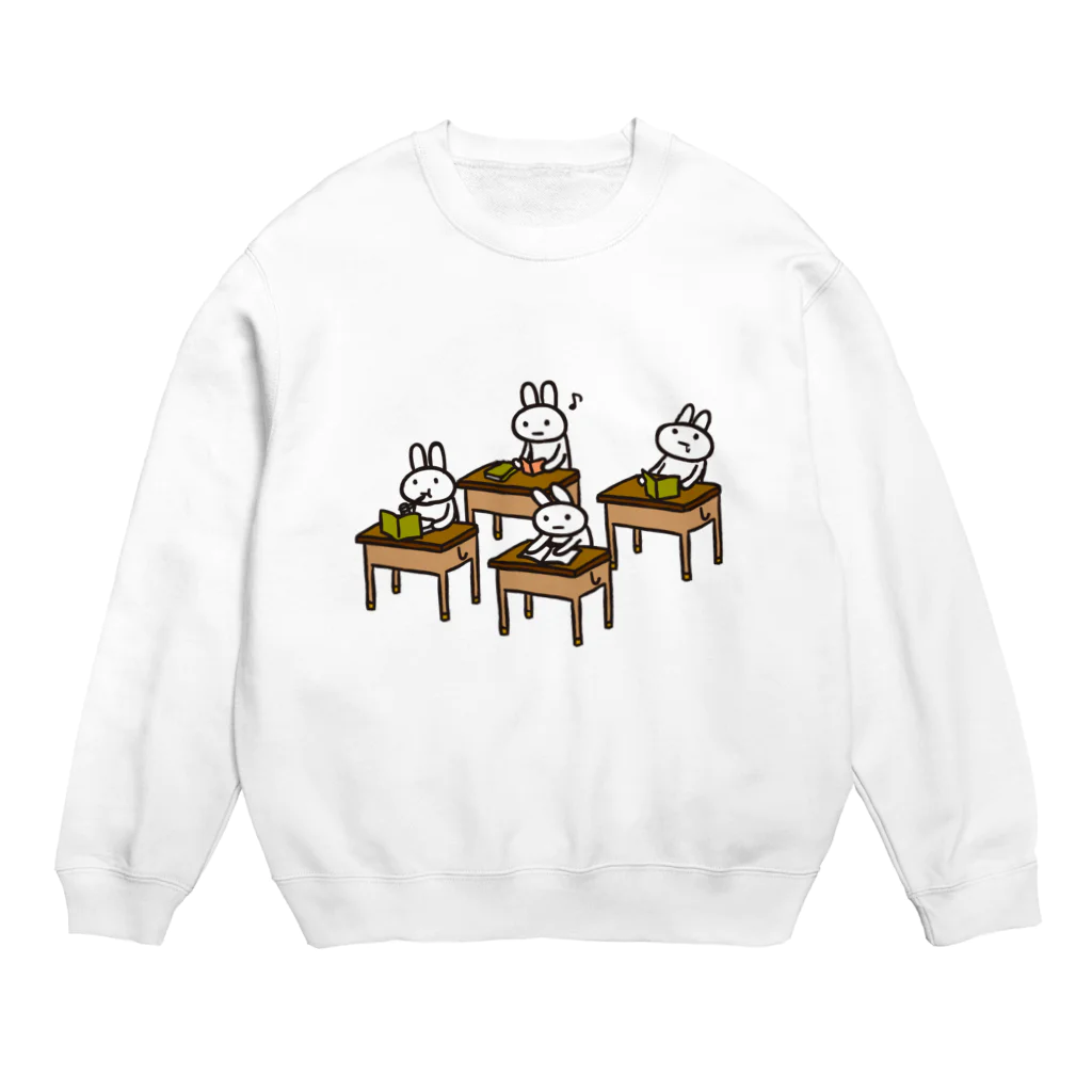 くまくまー。のうさぎの授業中 Crew Neck Sweatshirt