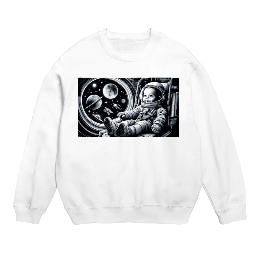 Chika Lewisの宇宙船に乗った赤ちゃん4 Crew Neck Sweatshirt