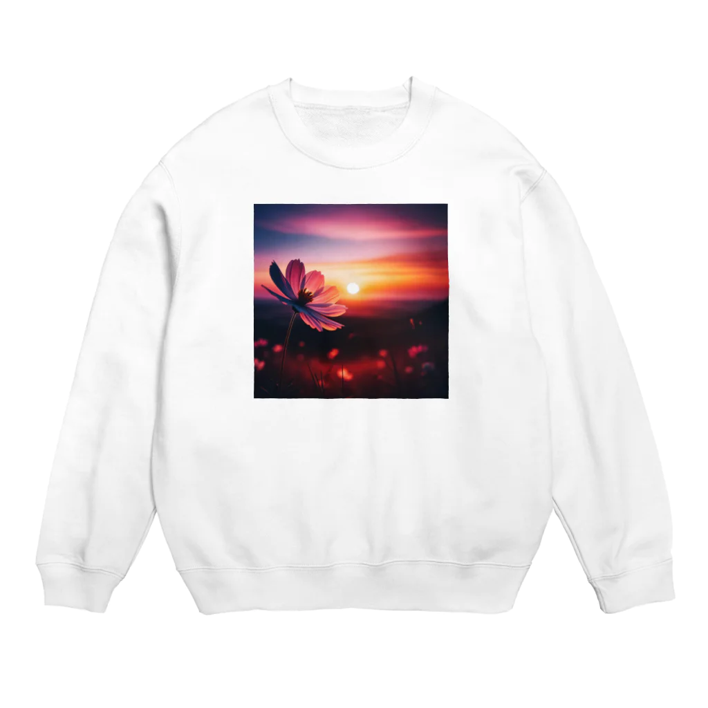 Kawaii屋さんの儚い夕焼けコスモス Crew Neck Sweatshirt