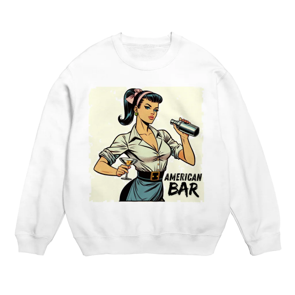 AMERICAN BARのアメコミ風バーテンダー Crew Neck Sweatshirt