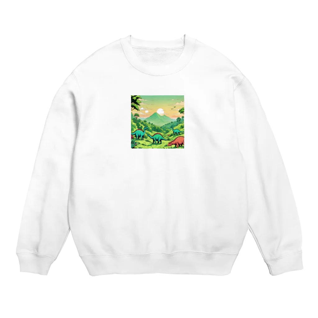 OTIRUBUTUBUTUの昔話風恐竜 Crew Neck Sweatshirt