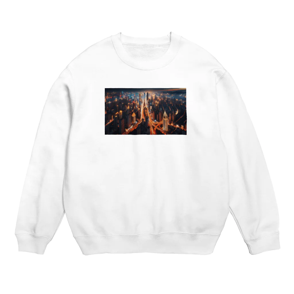 Jonnybanbanの美しい都会の夜景 Crew Neck Sweatshirt