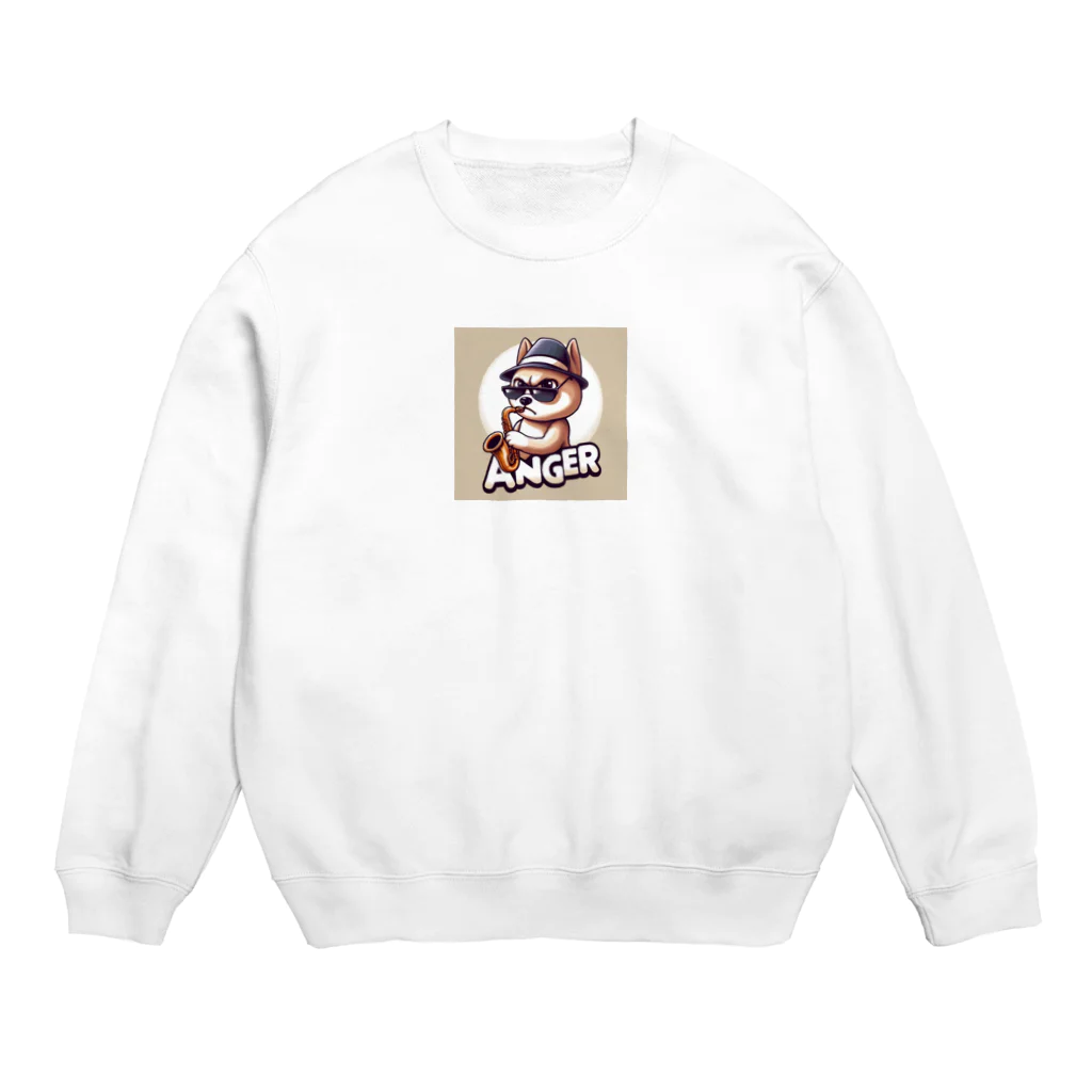 まんじゅ王国の洗練されたジャズ演奏に心躍る愛犬 Crew Neck Sweatshirt