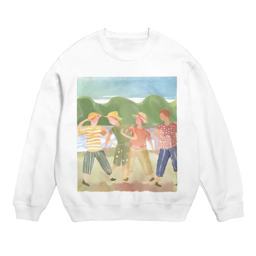 かわいいアートショップの夏　水彩画　友達 Crew Neck Sweatshirt