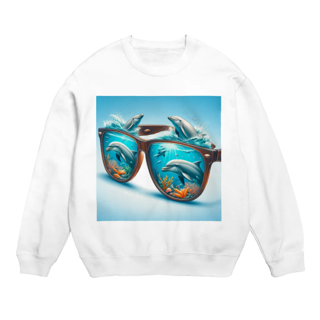 れいのイルカの視界：海の楽園を映すサングラス Crew Neck Sweatshirt