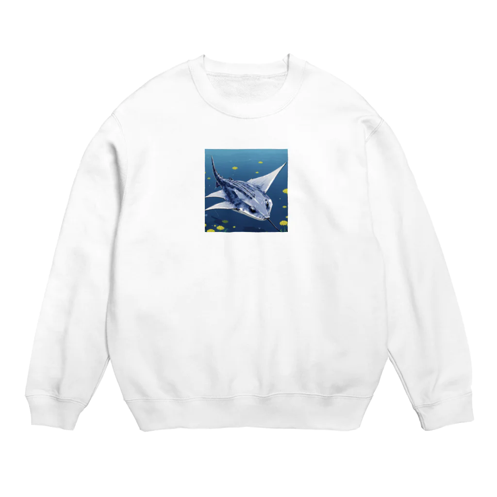 SUZURI56のドット絵ノコギリザメ Crew Neck Sweatshirt