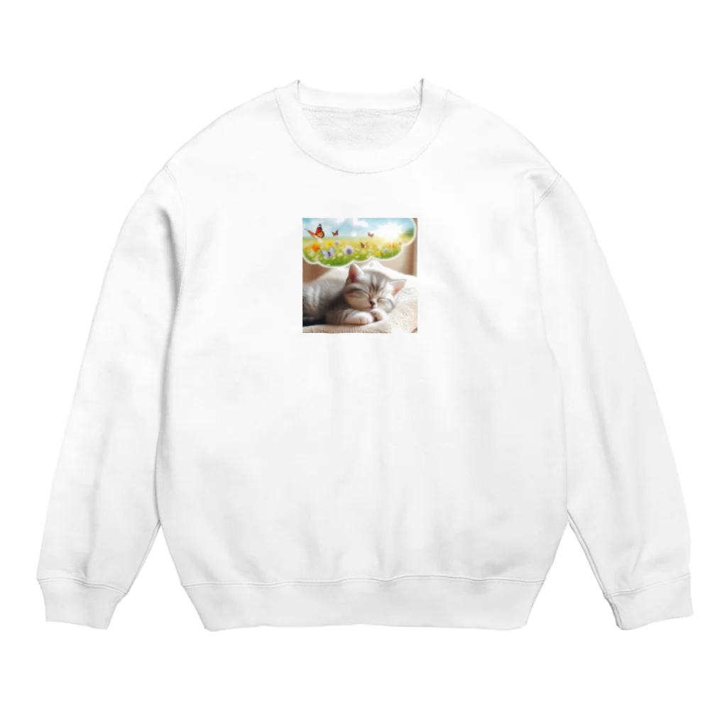 39キリリンの可愛くねているニャアー Crew Neck Sweatshirt