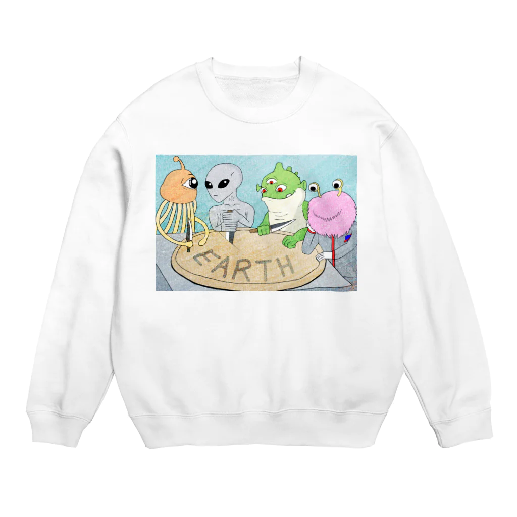 げんげん(バーサーカーモンキーズ)の宇宙戦争の風刺画 Crew Neck Sweatshirt