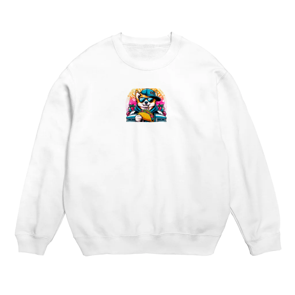 Gokuuchan's Cute Creationsのゴクウちゃんとタコス　time Crew Neck Sweatshirt