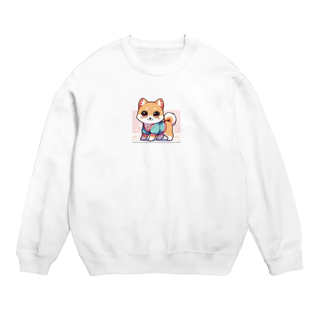 柴犬LOVEのキュートな柴犬キャラクターのマスコット Crew Neck Sweatshirt